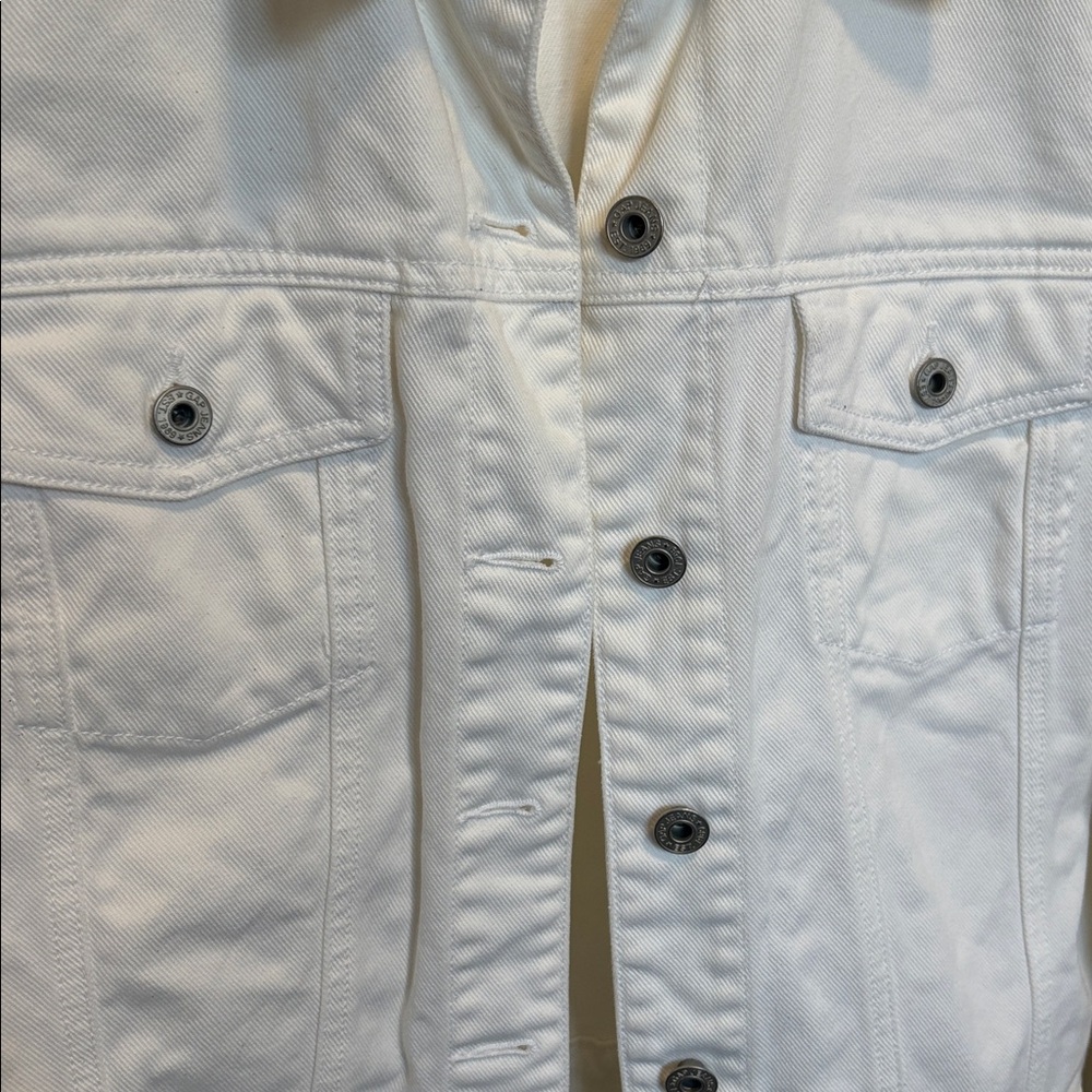 [Gap] Vintage White Denim Button-Up Casual Jean Jacket Long Sleeve Women’s Large - Picture 6 of 12